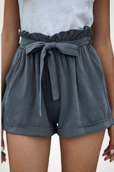 Belted Paper Bag Waist Shorts - Shah S. Sahota